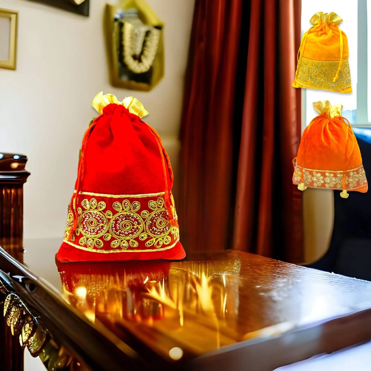 Zari Potli Bags, Favor, Indian Muslim Punjabi Wedding Favor, Diwali Eid Gift Bag, Return Favor, Gift, Housewarming, Jewelry Organizer